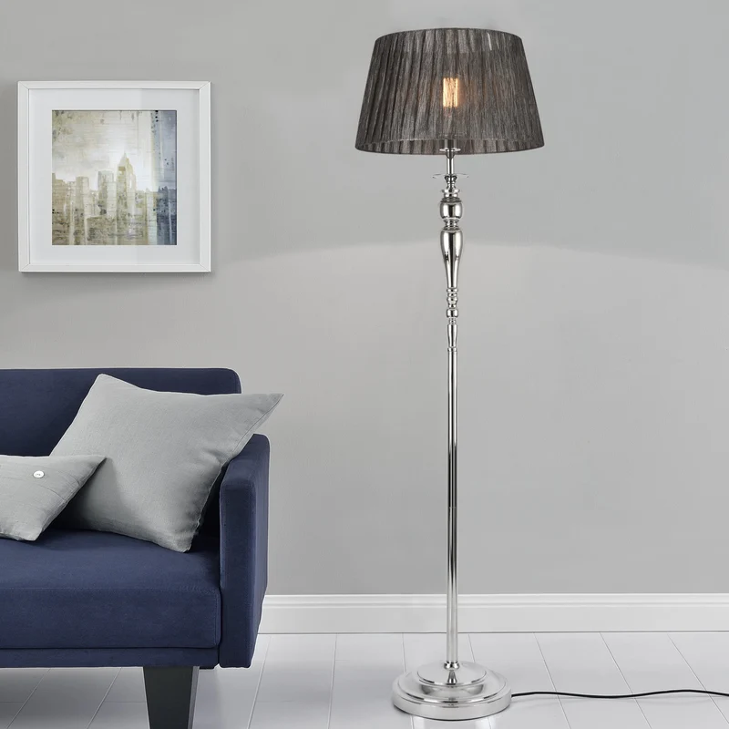 Golvlampa Lingen-151xØ40cm-230V, 50Hz-1xE27-metall / textil-grå