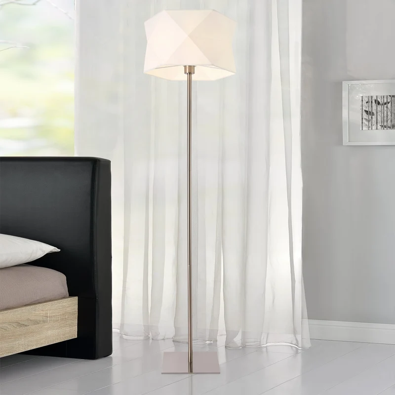 Golvlampa Narwa 152xØ40cm krom linne vit [lux.pro]