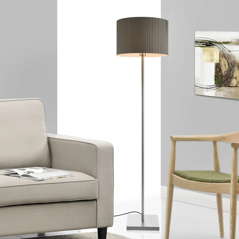 Golvlampa Coimbra metall textil grå [lux.pro]