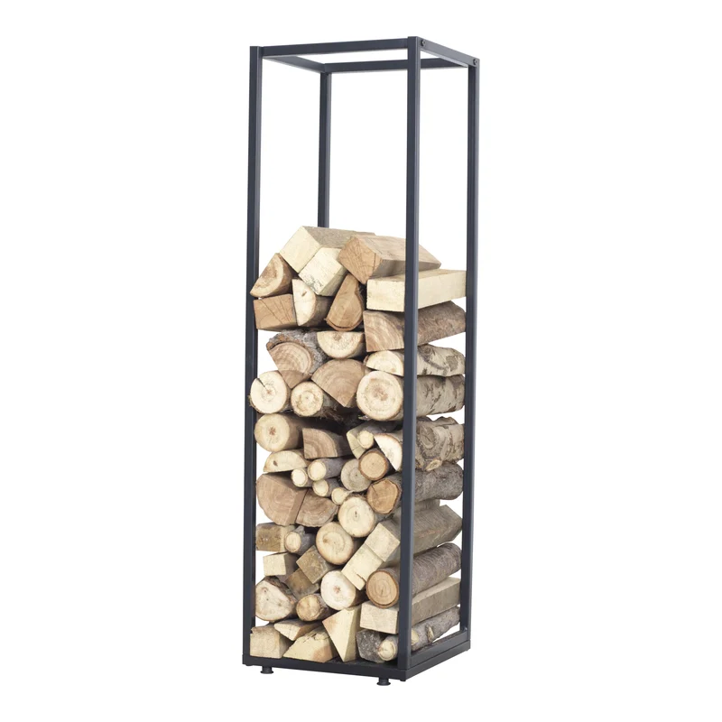 Vedträshylla Tornved Stål 35x35x120 cm Svart [en.casa]