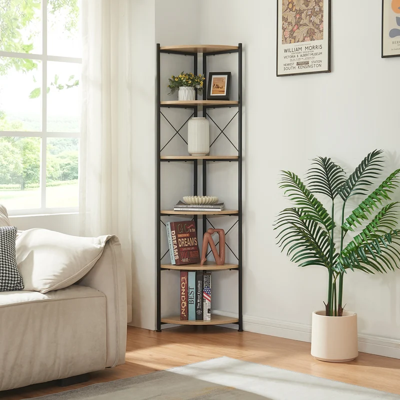 Växtställ Ulfborg 6 hyllor 160x30x30 cm Svart/Eklook [en.casa]