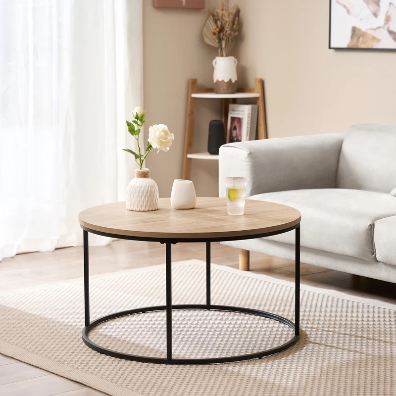 Soffbord Kuhmoinen 45xØ80 cm svart [en.casa]