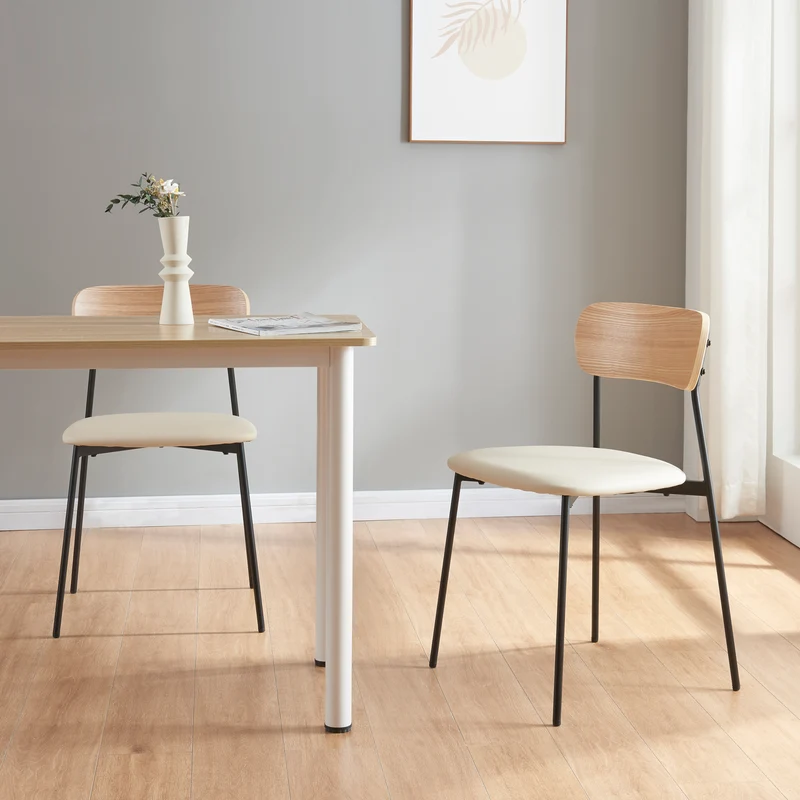 Stol Jyväskylä set om 2 beige 78x45x48 cm [en.casa]