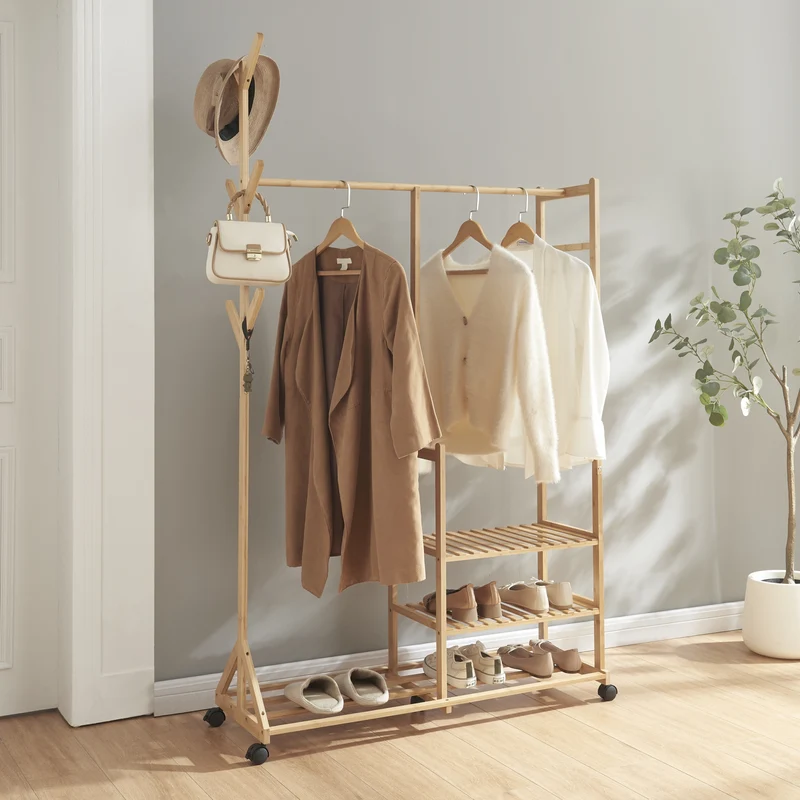 Rullbar klädhängare Ikaalinen bambu [en.casa]