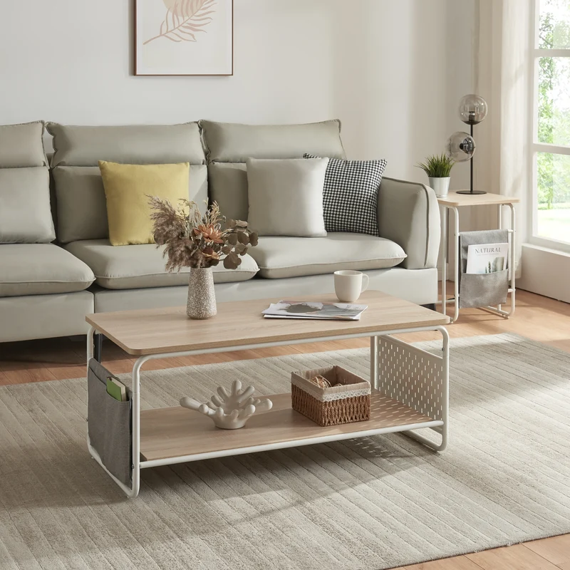Soffbord Dyrøy 100x50x43cm vit/ek [en.casa]