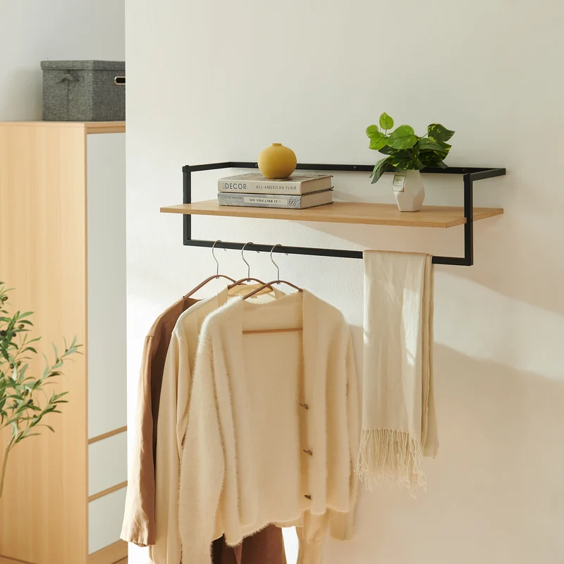 Väggklädhängare Evje 80x30x20cm träfärger/svart [en.casa]