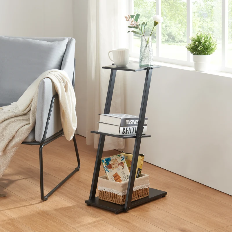 Stående hylla Rollag 72x40x25cm metall svart [en.casa]