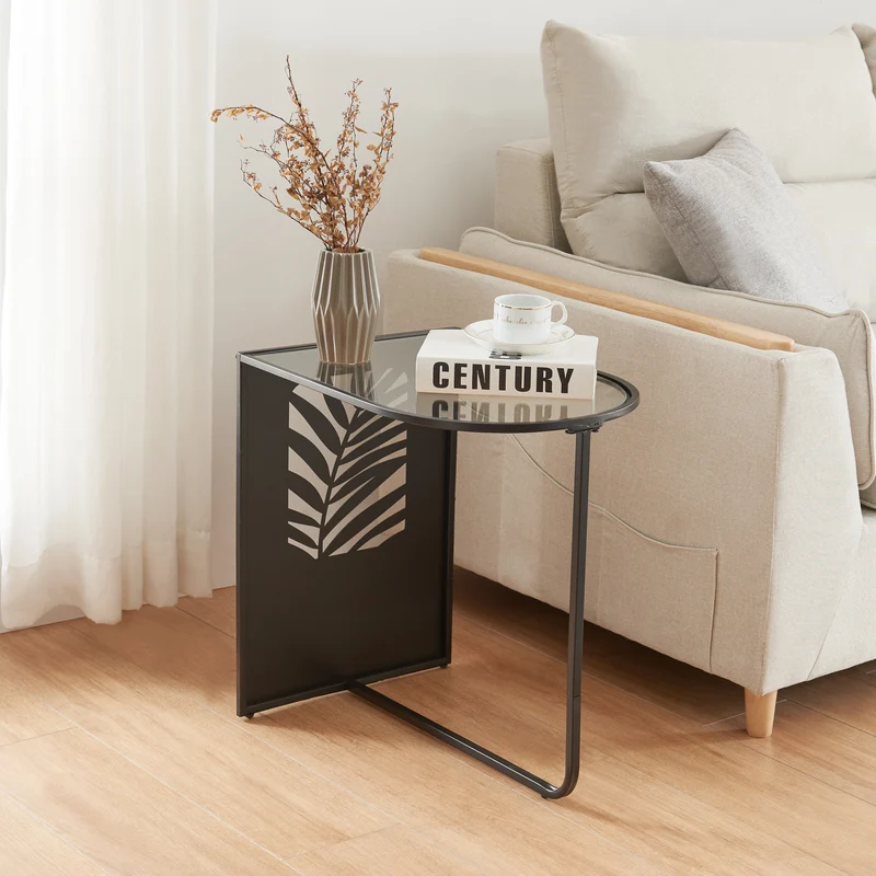 Soffbord Ulvik 50x50x35 cm glas metall [en.casa]