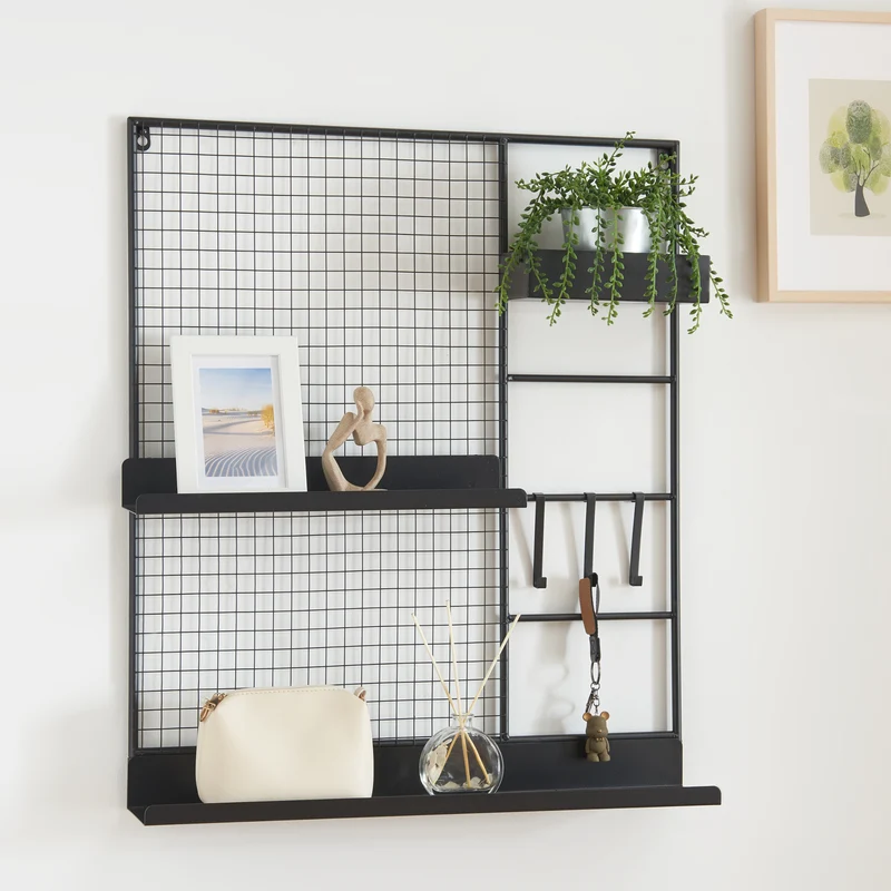 Vägggaller Westre 70x60x11cm metall svart [en.casa]