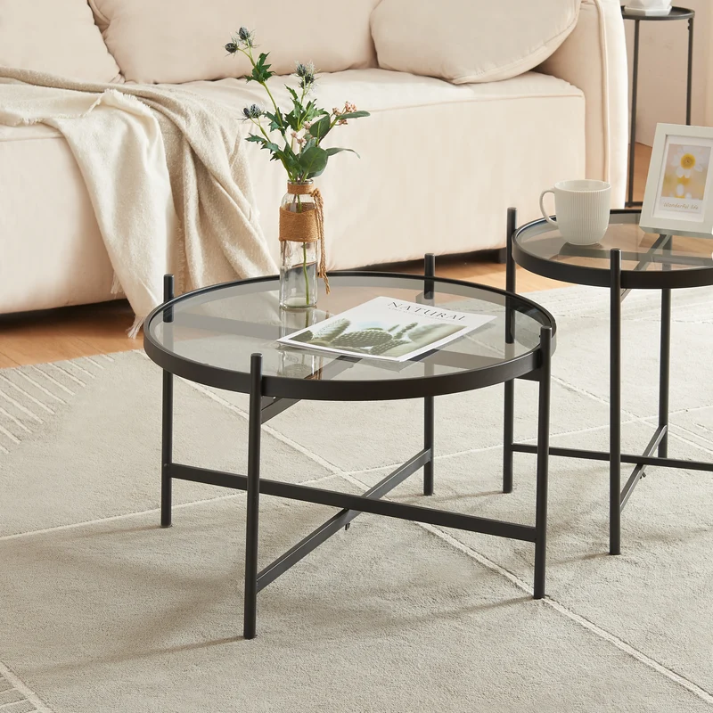 Soffbord Lier 61x39,5 cm metall glas [en.casa]