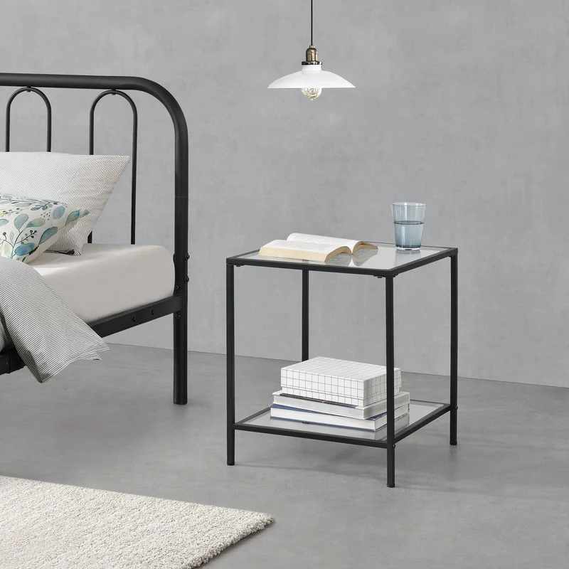 Sidobord Norrtälje svart transparent [en.casa]