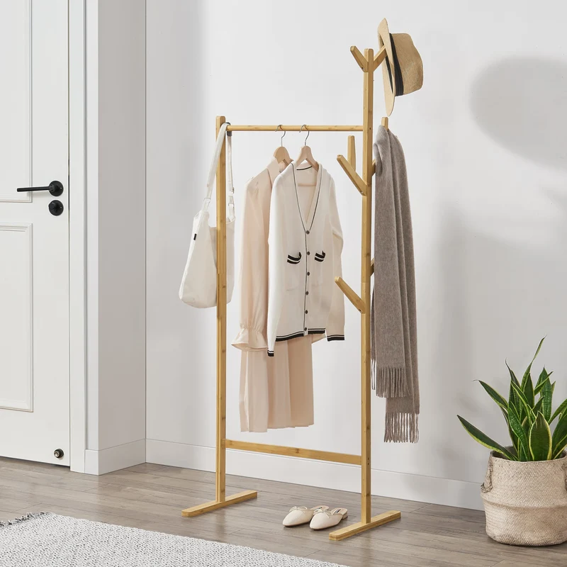 Klädställning Nordreisa 65x40x170cm bambu [en.casa]