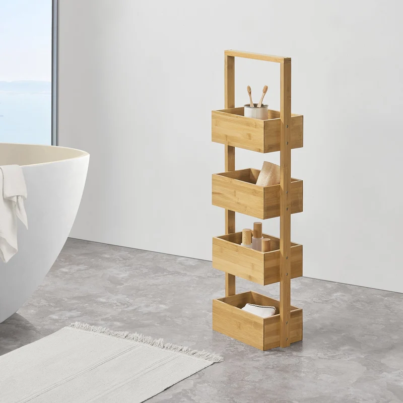 Badrumshylla Bardu 28x16x88 cm bambu [en.casa]