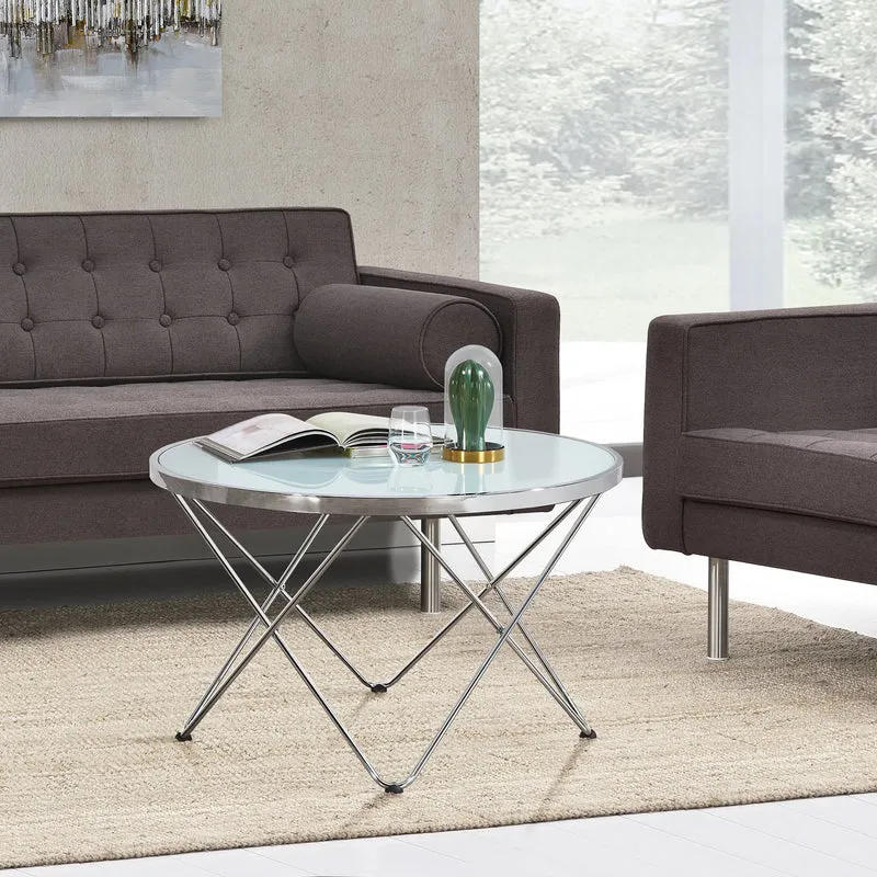 Soffbord Nikkeby Ø80x50 cm metall opalglas [en.casa]