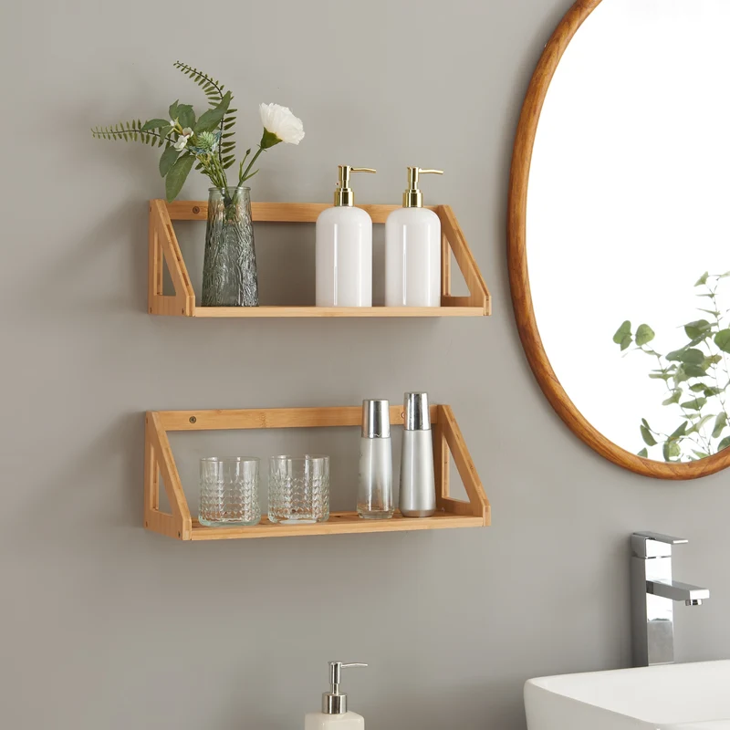 Vägghylla set Gjerdrum set om 2 43x15x15cm bambu [en.casa]