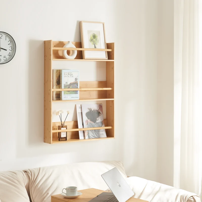 Vägghylla Hareid 80x60x12cm bambu [en.casa]