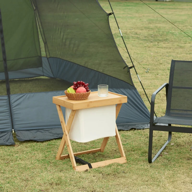 Hattfjelldal picknickbord 53x48x32cm bambu [en.casa]