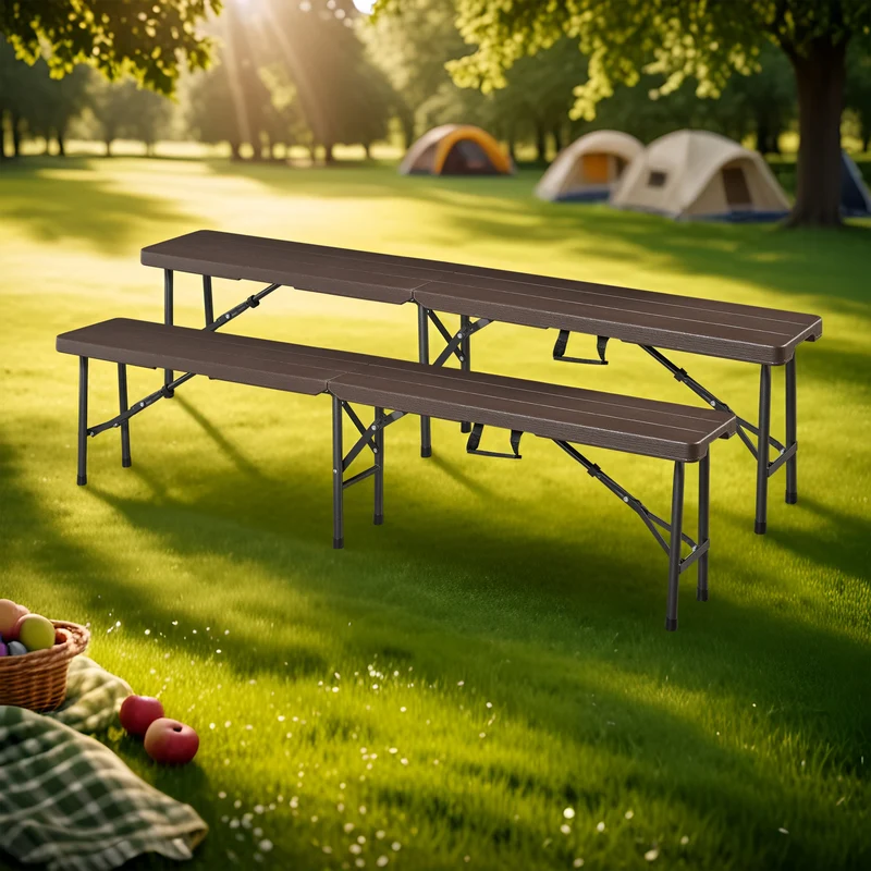 Hopfällbar bänk Lillestrøm 180x25x43 cm trämönster [en.casa]