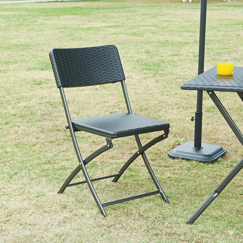 Klappstol Mark set om 2 rottingkänsla 87x46x53 cm [en.casa]