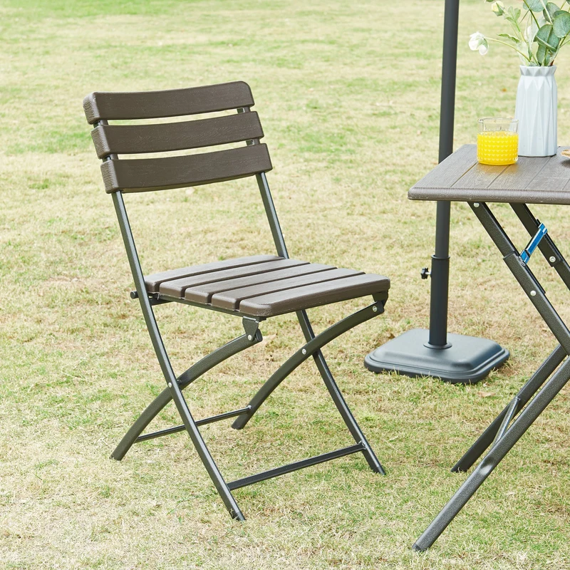 Klappstol Lillestrøm set om 2 trämönster 81x46x58 cm [en.casa]