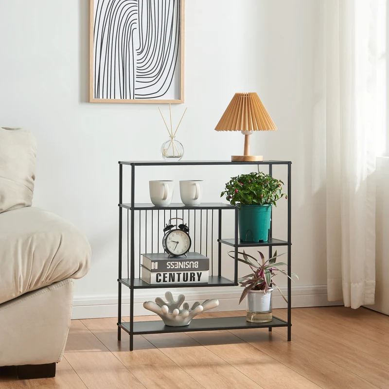 Konsolbord Beesel 655x60x20 cm svart [en.casa]