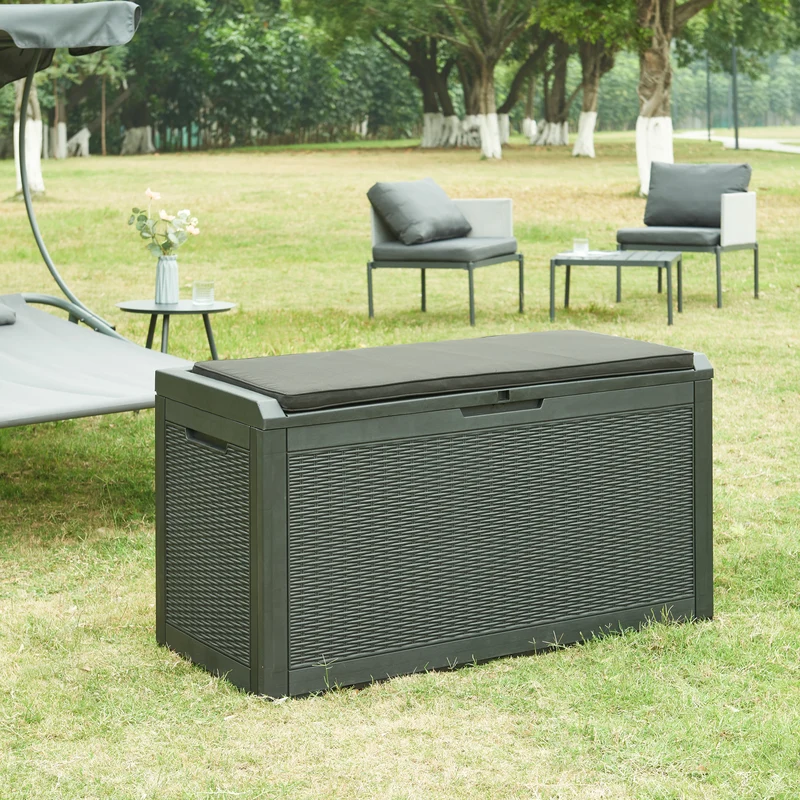 Förvaringslåda Atella 122x54,5x65cm svart, rottingutseende [casa.pro]