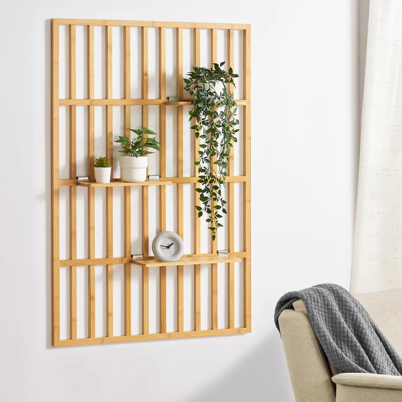 Vägghylla Røst 120x80x13cm Bambus [en.casa]