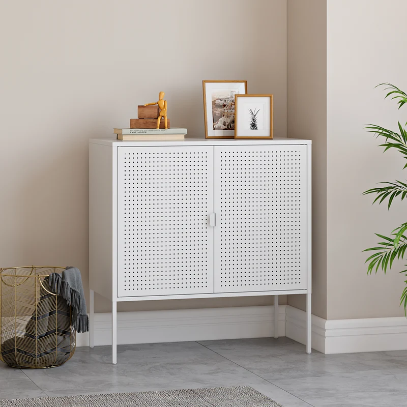 Sideboard Castelli 82,5 x 80 x 40 cm Vit Stål [en.casa]