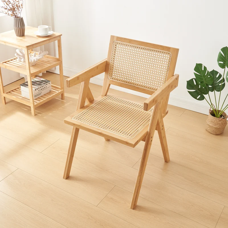 Matstol Asikkala 79x50x50cm Bambus/Rattanutseende [en.casa]