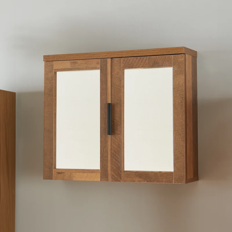 Spegelsskåp Namsskogan 50x60x15cm Valnötsutseende [en.casa]