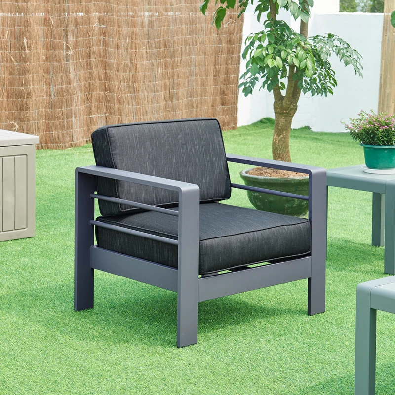 Trädgårdsfåtölj Avise 62x81x70 cm antracit [casa.pro]