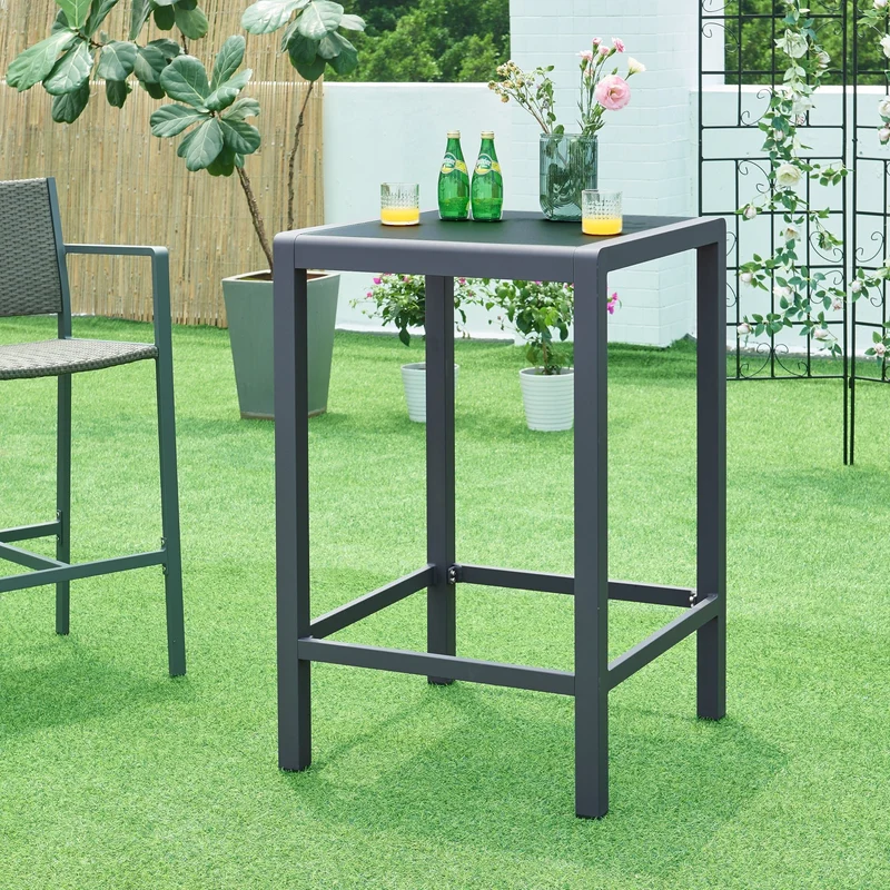 Barbord Avise utebord 108x70x70 cm härdat glas antracit [casa.pro]