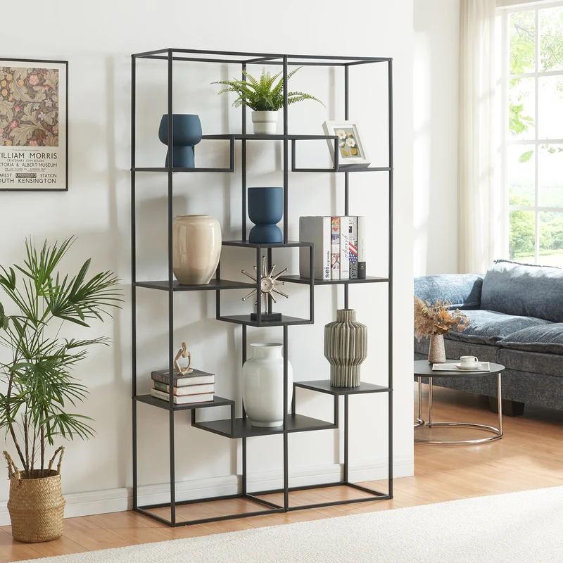 Fristående hylla Råde Metall 180x100x35 cm Svart [en.casa]