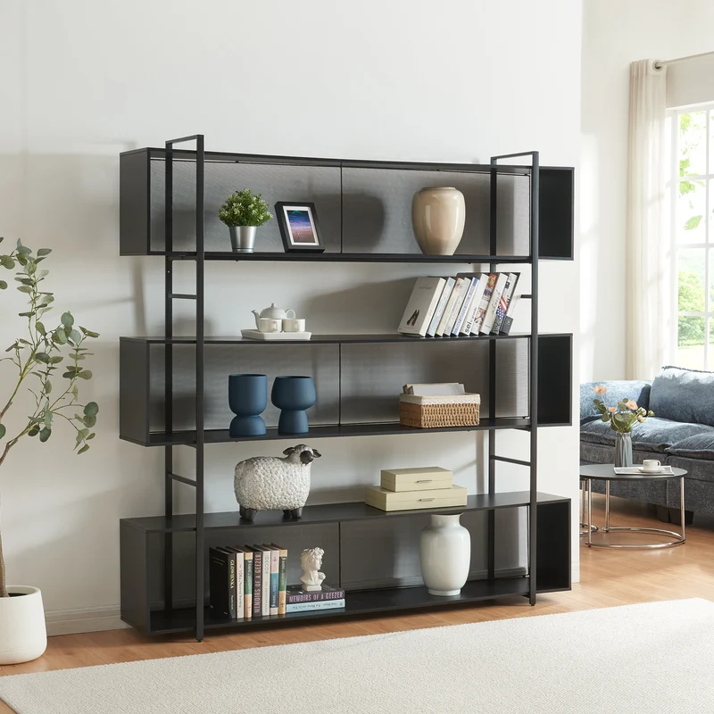 Fristående hylla Randaberg 180x180x33 cm Svart [en.casa]