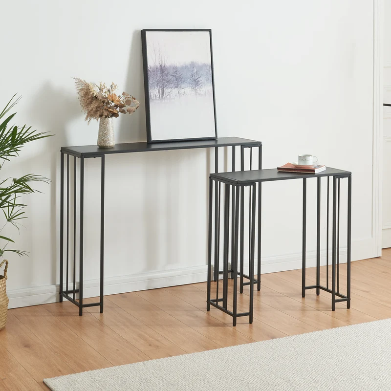 Konsolbord Ørsta 2-pack Svart [en.casa]