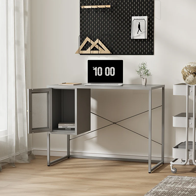 Skrivbord Sund Stål 75x100x50 cm Grå [en.casa]