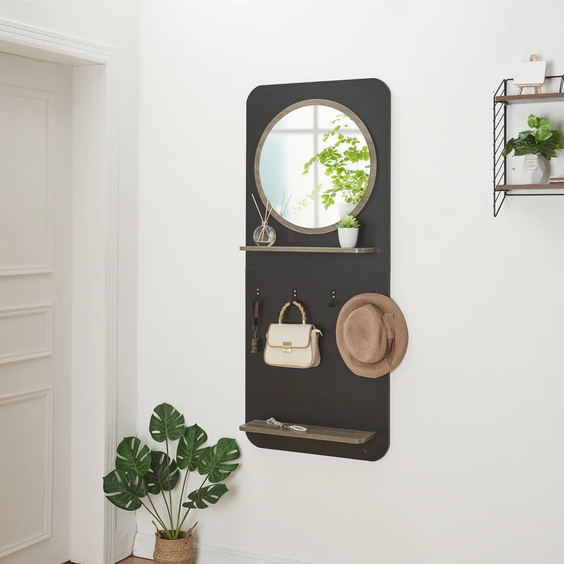 Garderobssektion Helsinge med spegel 140x60x16 cm [en.casa]