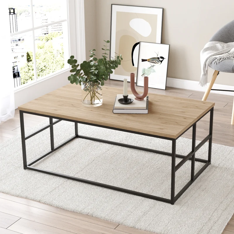 Soffbord Velendi 100x60x40 cm Eklook/Svart [en.casa]