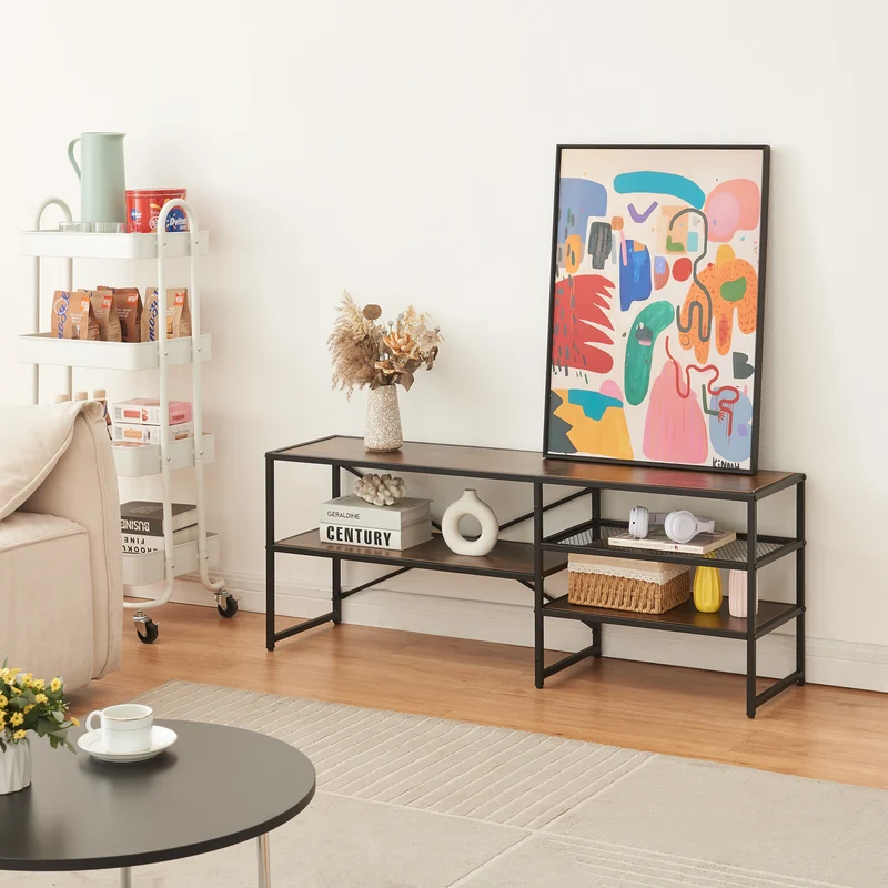 TV-bord Västiarharg 120x30x46 cm Svart/Walnut-look [en.casa]