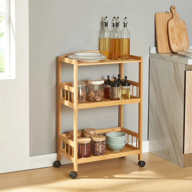 Serveringsvagn Huddinge 80x53x30 cm Bambus [en.casa]