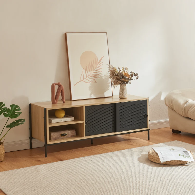 TV-bänk Tysnes 120x40x45 cm Eklook/Svart [en.casa]