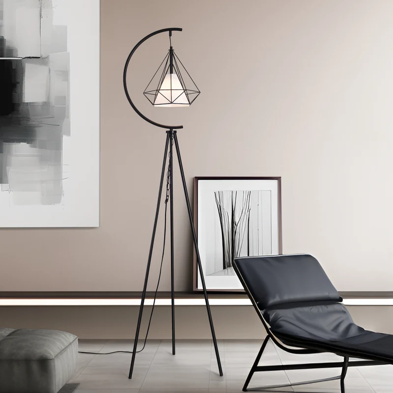 Golvlampa Austell Metall 171cm Svart/Vit [lux.pro]