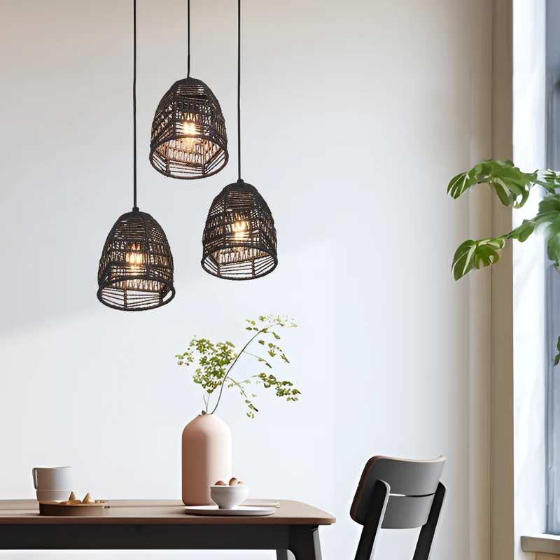 Taklampa Andover Metall+Rattan Svart [lux.pro]
