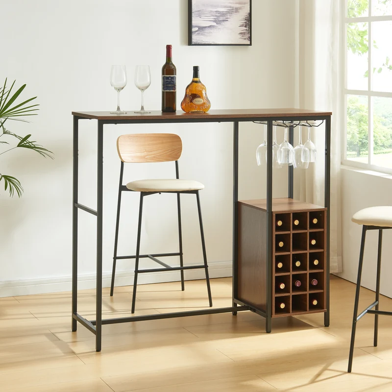 Barbord Trøndelag 120x40x105 cm med vinreol for 15 flasker [en.casa]