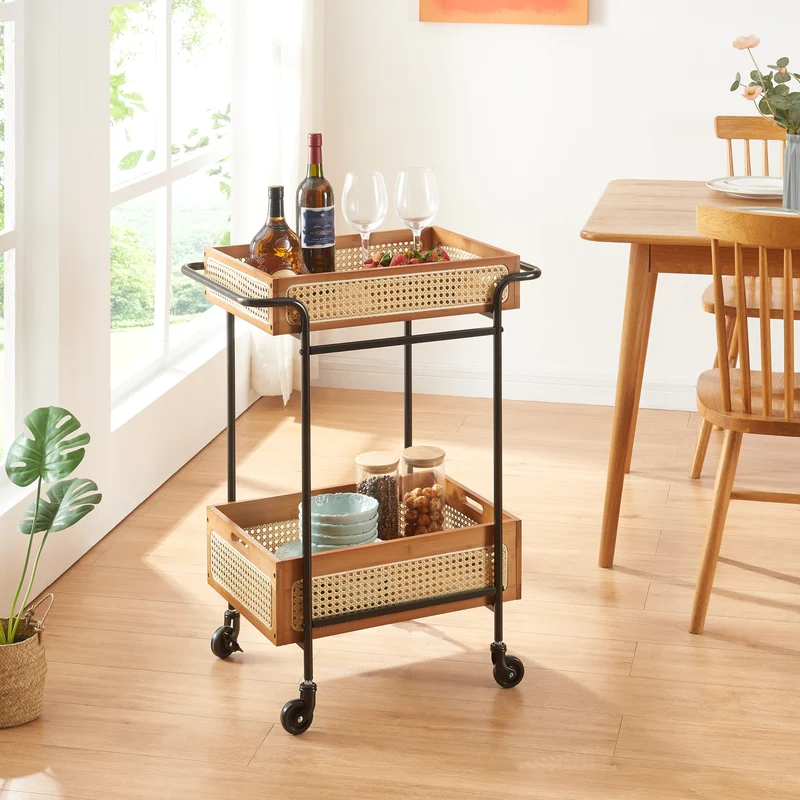 Rullvagn Tervola 80,5x61x39 cm metall bambu [en.casa]