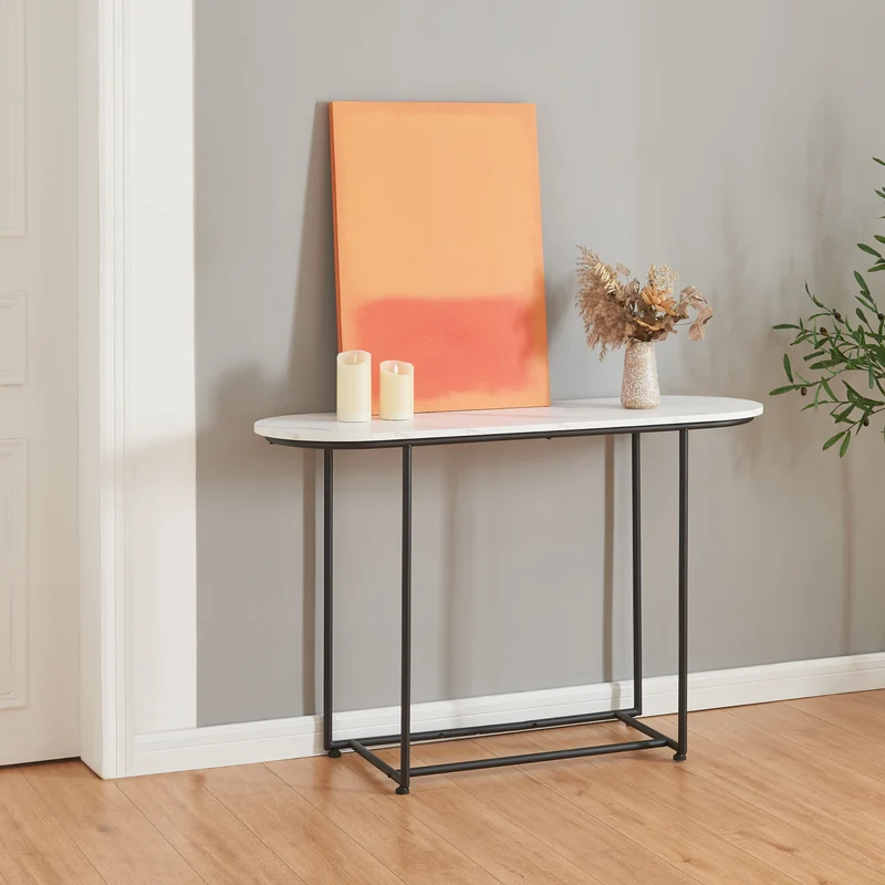 Konsolbord Nordfron 120x40x75 cm Marmor, vit [en.casa]