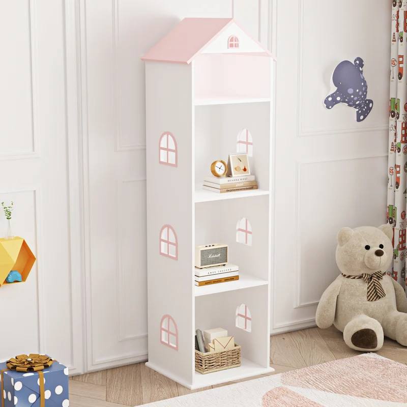 Barnhylla Vipsali 140x40x35 cm Vit/Rosa [en.casa]