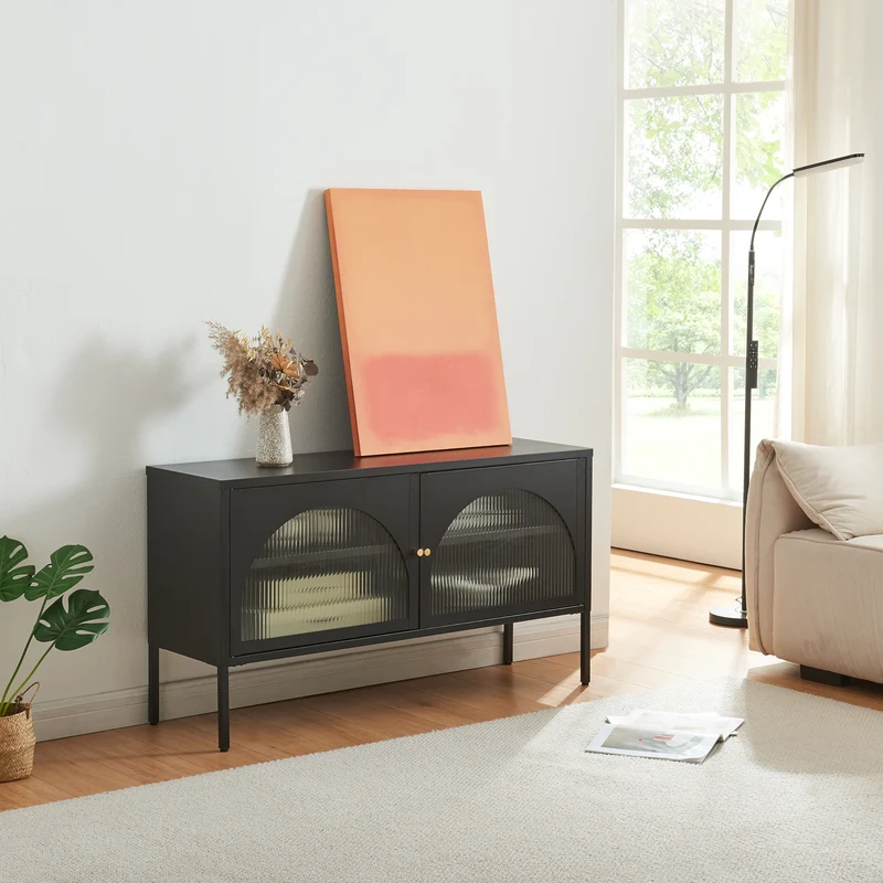 Tv-bänk Karlskrona 115x35x64 cm stål [en.casa]