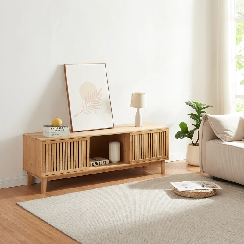 Tv-bänk Ypäjä 150x42x50 cm bambu [en.casa]