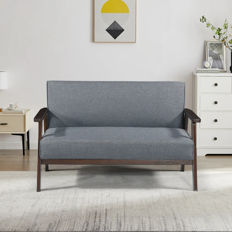2-sits stoppad soffa Kinda 121x69x75 cm Grå [en.casa]